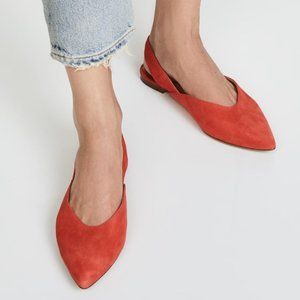 Madewell Ava Slingback Flat Suede Coastal Orange